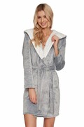Damski szlafrok Candytuft szary z uszami L/XL Esotiq