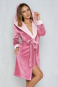 Damski szlafrok welurowy Forsycja stary róż S Wanmar