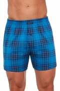 Bokserki bawełniane Comfort 2267 niebieskie w kratkę M Cornette