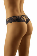 Damskie stringi z koronką Sartarella czarna S Wolbar