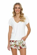 Piżama damska Naturalia biała z kwiatami S DN Nightwear