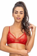 Koronkowy biustonosz bez fiszbin 118 czerwony. L Donna