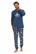 Piżama męska Best Friends z zwierzętami niebieska M DN Nightwear