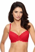 Koronkowy biustonosz push-up Scarlet czerwony 70B Gorteks