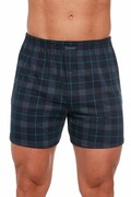 Bokserki bawełniane Comfort 2264 niebieskie w kratkę S Cornette