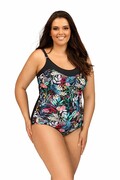 Jednoczęściowy strój kąpielowy Sabrina czarny w kwiaty 90D Lorin