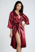 Satynowy damski szlafrok 115 bordowy XXL DKaren
