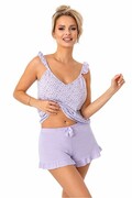 Bawełniana piżama damska Fiorella top fioletowa XXL Donna