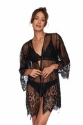 Szlafrok koronkowy Clower, czarny S Esotiq