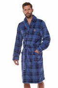 Męski ciepły szlafrok Hero niebieski z haftem L L&L