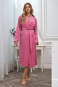 Damski welurowy szlafrok Leona w kolorze starego różu. XXL L&L
