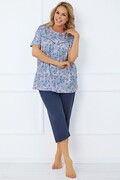 Piżama damska Facelia niebieska w kwiaty XXL Italian Fashion