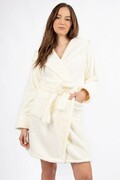 Krótki puszysty szlafrok Diana ecru XXL DKaren
