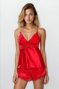 Satynowa piżama Harmonia czerwona XXL DKaren