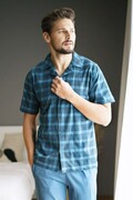 Piżama męska Luke niebieska kratka XL DN Nightwear