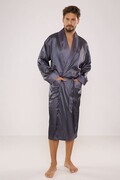 Satynowy szlafrok męski Adam szary XXL De Lafense