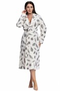 Szlafrok welurowy Jennifer ecru z paprocią XXL Dorota