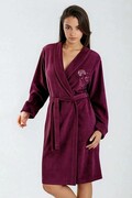 Damski szlafrok frotte Hannah bordowy 3XL Dorota