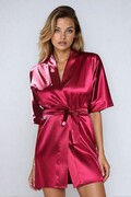 Satynowy szlafrok damski 90 bordowy XXL DKaren