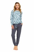 Piżama damska świąteczna Ice blue z niedźwiedziami XL DN Nightwear