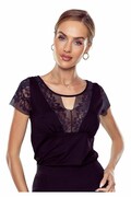 Elegancki T-shirt z koronką Lani czarny L Eldar