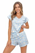 Bawełniana piżama Margaret krótka niebieska S Donna