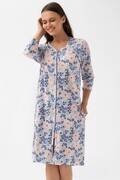 Damski szlafrok Francesca z zamkiem błyskawicznym w niebieskie i łososiowe kwiaty XXL Luna