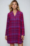 Flanelowa koszula nocna Boyfriend NDW 01 X w różową kratę XXL Triumph