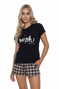 Piżama damska Best czarna z nadrukiem XXL DN Nightwear