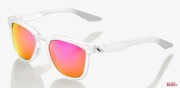 Okulary Rowerowe 100% Hudson Matte Translucent Crystal Clear - Purple Multilayer Mirror Lens (Szkła Fioletowe Lustrzane Wielowarstwowe, LT 24%) 100%