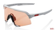 Okulary Rowerowe 100% S3 Soft Tact Stone Grey - Hiper Coral Lens (Szkła Koralowe LT 52% + Szkła Przezroczyste LT 93%) 100%