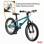 Rower Dziecięcy KUbikes 16L MTB Piasta Automatyczna Turquoise/Laser Red Turkusowy KUbikes