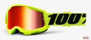 Gogle Rowerowe 100% Strata 2 Junior Fluo Yellow (Szyba Czerwona Lustrzana Anti-Fog, LT 38%+/-5%) 100%