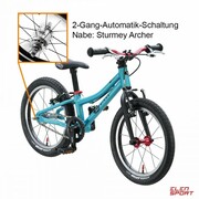 Rower Dziecięcy KUbikes 16S MTB Piasta Automatyczna Turquoise/Laser Red Turkusowy KUbikes