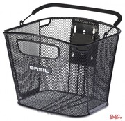 Kosz Na Kierownicę Basil Bold Front Kf Stalowy, Czarny + Płytka Mocująca Do Kosza Basil Klickfix Adapter System Do Mocowania Na Kierownicę Odpinany Basil