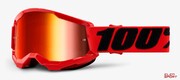 Gogle Rowerowe 100% Strata 2 Junior Red (Szyba Czerwona Lustrzana Anti-Fog, LT 38%+/-5%) 100%