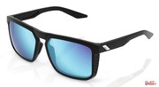 Okulary Rowerowe 100% Renshaw Matte Black - Hiper Blue Multilayer Mirror Lens (Szkła Niebieskie Lustrzane Wielowarstwowe, LT 15%) 100%