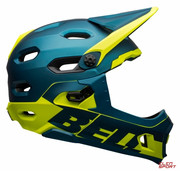 Kask Rowerowy Full Face Bell Super Dh Mips Spherical Matte Gloss Blue Hi-Viz Bell