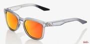Okulary Rowerowe 100% Hudson Soft Tact Translucent Crystal Grey - Hiper Red Multilayer Mirror Lens (Szkła Czerwone Lustrzane Wielowarstwowe, LT 21%) 100%