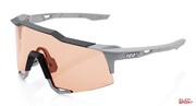 Okulary Rowerowe 100% Speedcraft Soft Tact Stone Grey - Hiper Coral Lens (Szkła Koralowe LT 52% + Szkła Przezroczyste LT 93%) 100%
