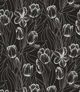 Próbka tapety tulipany na czarnym tle Fotobloki & decor