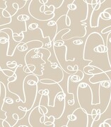 Próbka tapety abstract face on beige De Art s.c.