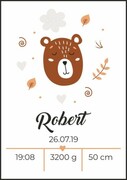 Metryczka chłopiec niedźwiadek De Art s.c.