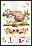 Metryczka zwierzątko leśne jeż De Art s.c.