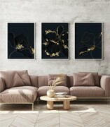 Zestaw plakatów czarno-żółte kwiaty De Art s.c.