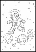 Kolorowanka astronauta skaczący po planetach De Art s.c.