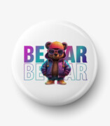 Button teddy bear in holographic jacket De Art s.c.