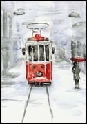 Plakat śnieg i stary tramwaj Fotobloki & decor