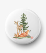 Button jeleń i lis w lesie De Art s.c.