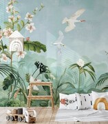 Fototapeta tropical plants and white birds De Art s.c.
